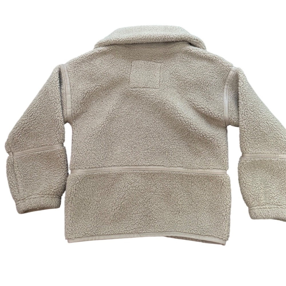 Abercrombie Kids Tan Faux Shearling Teddy Zip Up Jacket Size 5/6 Beige Fleece - Picture 3 of 5